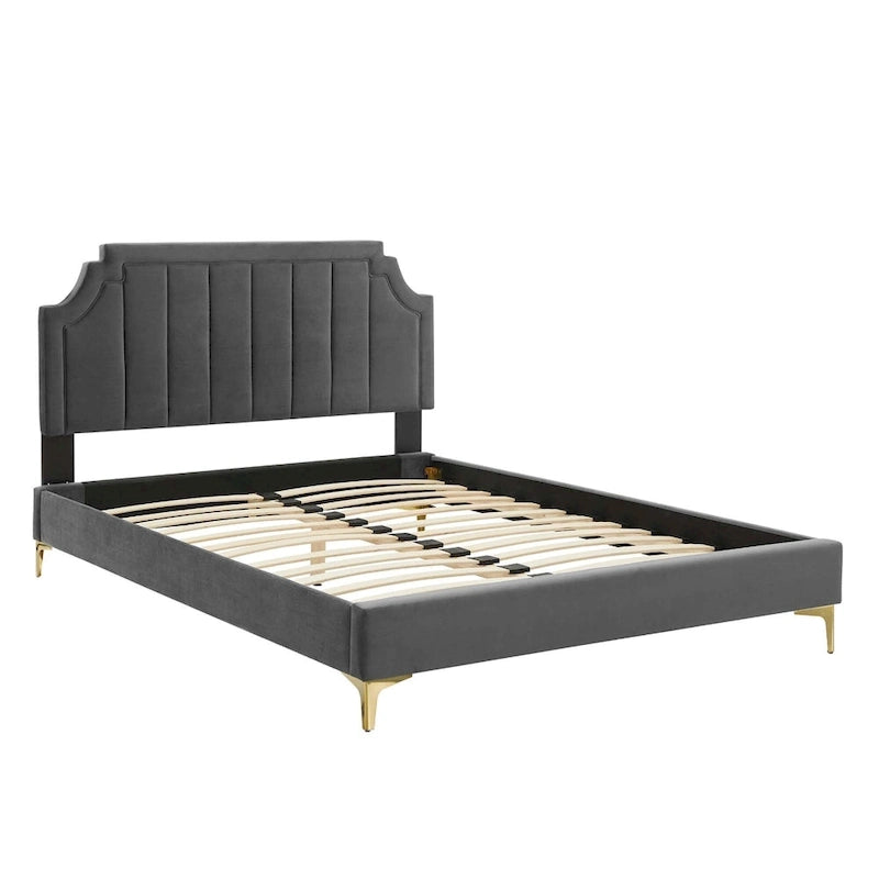 Lit Queen plateforme en velours Gris clair / Rose / Bleu marine / Menthe / Rose poudré / Blanc / Bleu sarcelle / Anthracite – 1 personne