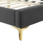 Lit Queen plateforme en velours Gris clair / Rose / Bleu marine / Menthe / Rose poudré / Blanc / Bleu sarcelle / Anthracite – 1 personne