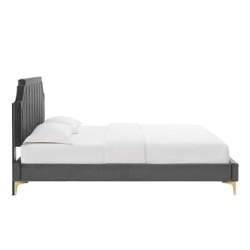 Lit Queen plateforme en velours Gris clair / Rose / Bleu marine / Menthe / Rose poudré / Blanc / Bleu sarcelle / Anthracite – 1 personne