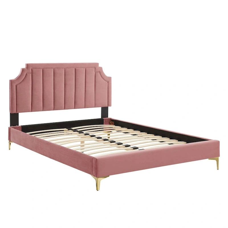 Lit Queen plateforme en velours Gris clair / Rose / Bleu marine / Menthe / Rose poudré / Blanc / Bleu sarcelle / Anthracite – 1 personne