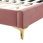 Lit Queen plateforme en velours Gris clair / Rose / Bleu marine / Menthe / Rose poudré / Blanc / Bleu sarcelle / Anthracite – 1 personne