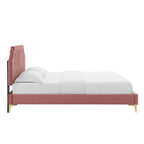 Lit Queen plateforme en velours Gris clair / Rose / Bleu marine / Menthe / Rose poudré / Blanc / Bleu sarcelle / Anthracite – 1 personne