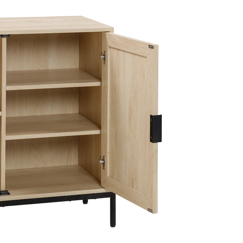 Meuble de rangement en rotin – Chêne clair et noir, pieds en métal, unitaire / lot de 2 à 4