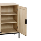 Meuble de rangement en rotin – Chêne clair et noir, pieds en métal, unitaire / lot de 2 à 4