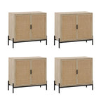 Meuble de rangement en rotin – Chêne clair et noir, pieds en métal, unitaire / lot de 2 à 4