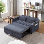 Canapé convertible 2 places bleu-gris / beige / gris