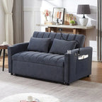 Canapé convertible 2 places bleu-gris / beige / gris
