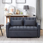 Canapé convertible 2 places bleu-gris / beige / gris