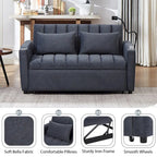 Canapé convertible 2 places bleu-gris / beige / gris