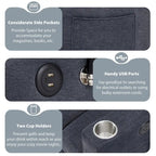 Canapé convertible 2 places bleu-gris / beige / gris