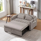 Canapé convertible 2 places bleu-gris / beige / gris