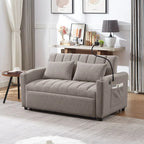 Canapé convertible 2 places bleu-gris / beige / gris