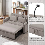 Canapé convertible 2 places bleu-gris / beige / gris