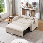 Canapé convertible 2 places bleu-gris / beige / gris