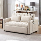 Canapé convertible 2 places bleu-gris / beige / gris