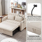 Canapé convertible 2 places bleu-gris / beige / gris