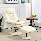 Fauteuil inclinable pivotant blanc crème avec ottoman, 1 place