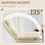 Fauteuil inclinable pivotant blanc crème avec ottoman, 1 place
