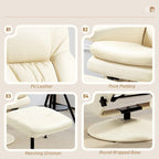 Fauteuil inclinable pivotant blanc crème avec ottoman, 1 place