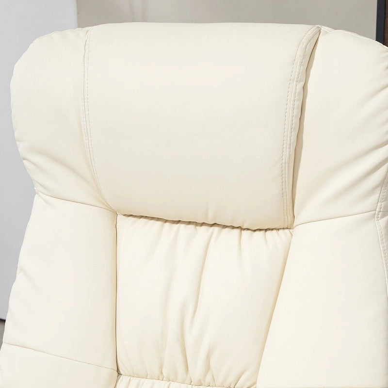 Fauteuil inclinable pivotant blanc crème avec ottoman, 1 place