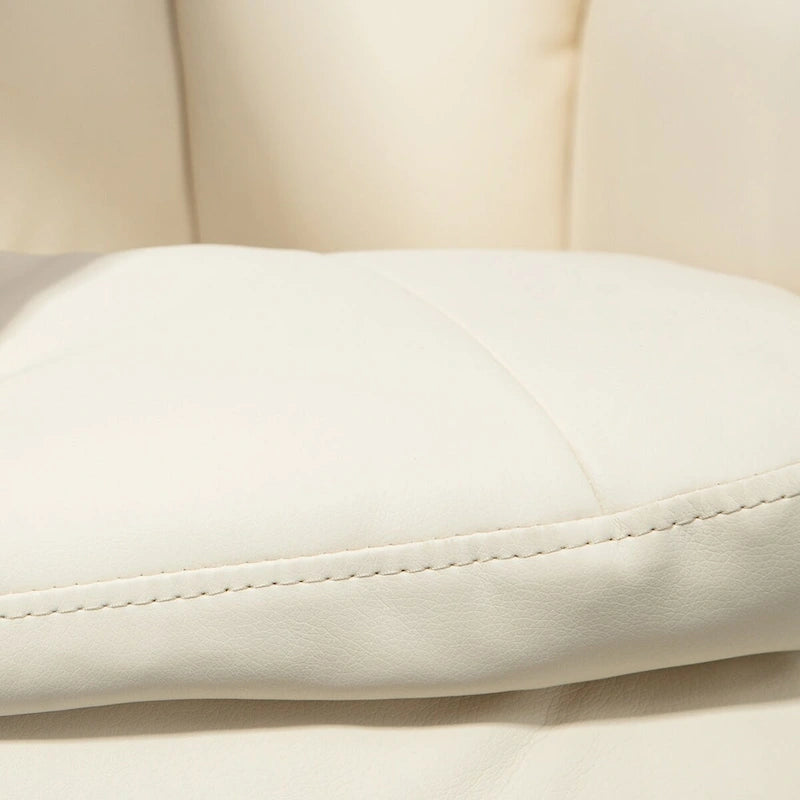 Fauteuil inclinable pivotant blanc crème avec ottoman, 1 place