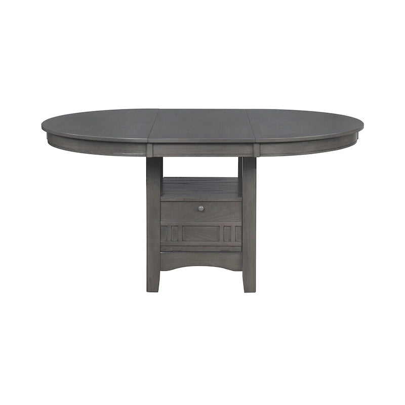 Table à manger en bois gris moyen avec rangement, 4 à 6 places