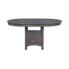 Table à manger en bois gris moyen avec rangement, 4 à 6 places