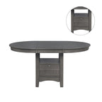 Table à manger en bois gris moyen avec rangement, 4 à 6 places