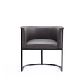 Chaise de salle à manger Mid-Century, assise et dossier en cuir, individuelle – Gris galet / Blanc / Blé / Noir / Havane
