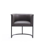 Chaise de salle à manger Mid-Century, assise et dossier en cuir, individuelle – Gris galet / Blanc / Blé / Noir / Havane