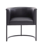 Chaise de salle à manger Mid-Century, assise et dossier en cuir, individuelle – Gris galet / Blanc / Blé / Noir / Havane