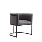 Chaise de salle à manger Mid-Century, assise et dossier en cuir, individuelle – Gris galet / Blanc / Blé / Noir / Havane