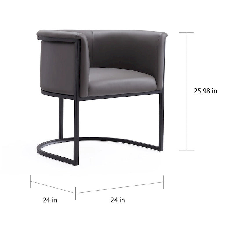 Chaise de salle à manger Mid-Century, assise et dossier en cuir, individuelle – Gris galet / Blanc / Blé / Noir / Havane