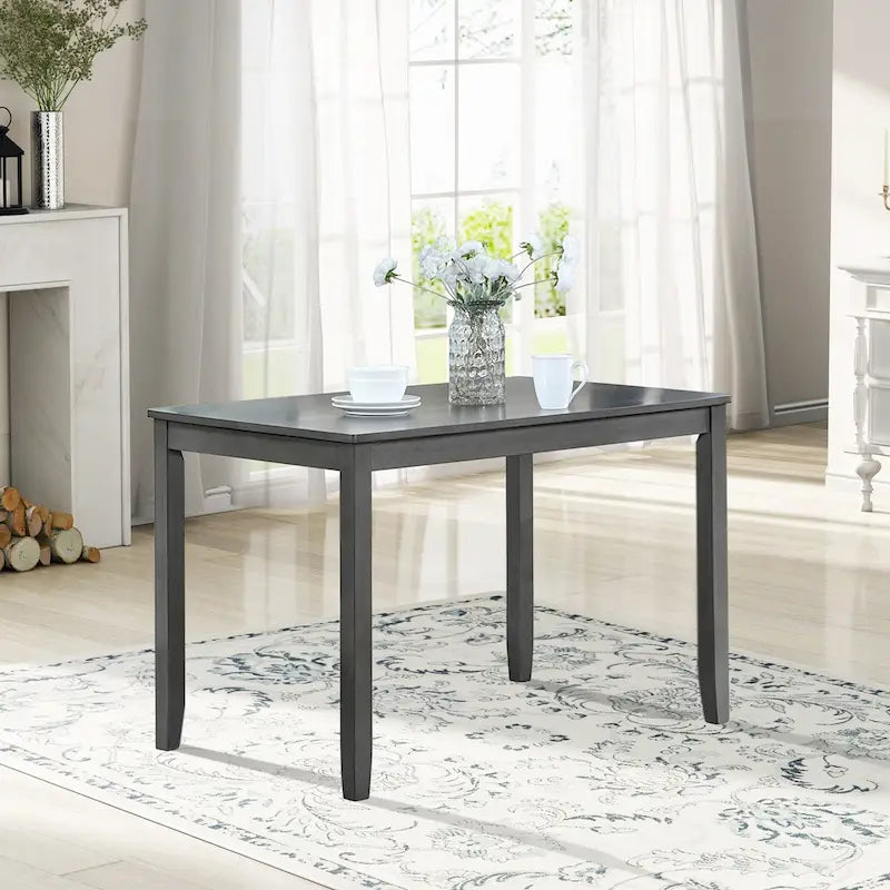 Table à manger rectangulaire en bois gris, 4 places