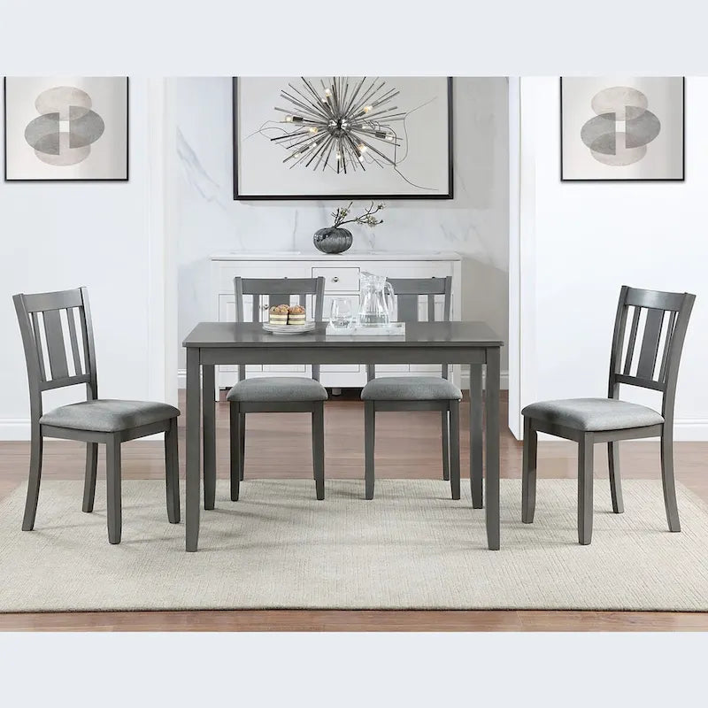 Table à manger rectangulaire en bois gris, 4 places