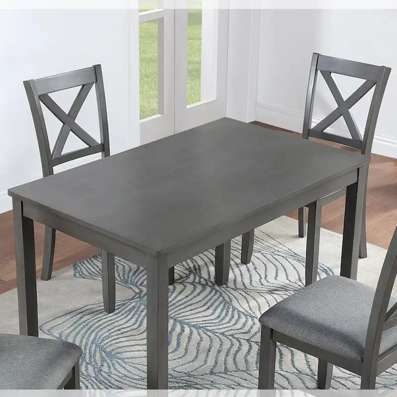 Table à manger rectangulaire en bois gris, 4 places