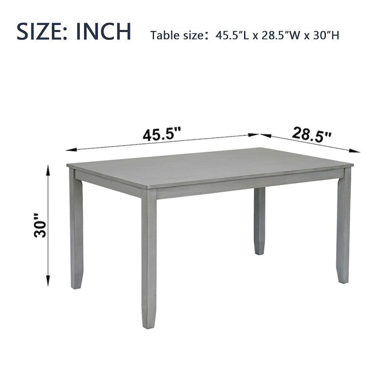 Table à manger rectangulaire en bois gris, 4 places