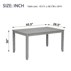 Table à manger rectangulaire en bois gris, 4 places