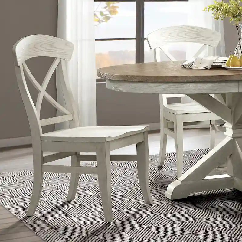 Chaise de salle à manger latérale à dossier croisé X Smoky White, ensemble de 2