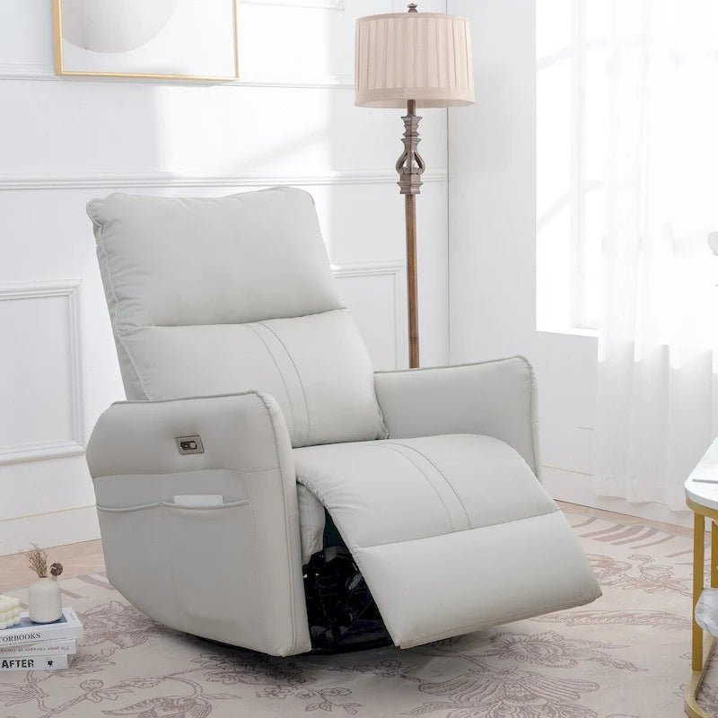 Fauteuil inclinable, pivotant et basculant électrique gris clair, 1 place