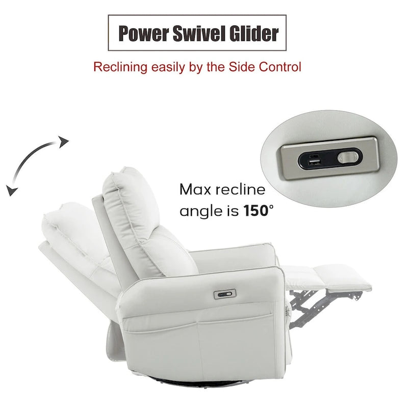 Fauteuil inclinable, pivotant et basculant électrique gris clair, 1 place