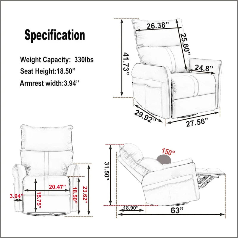 Fauteuil inclinable, pivotant et basculant électrique gris clair, 1 place
