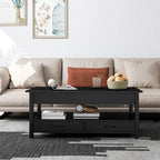 Table basse relevable avec rangement noire et blanche — 2 personnes