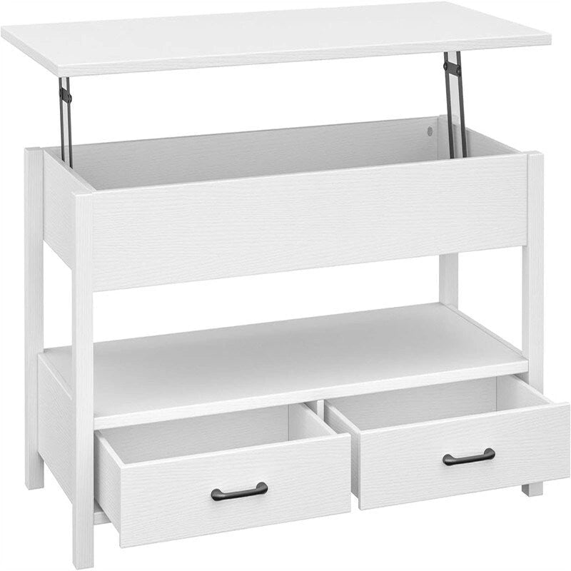 Table basse relevable avec rangement noire et blanche — 2 personnes