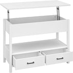 Table basse relevable avec rangement noire et blanche — 2 personnes