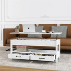 Table basse relevable avec rangement noire et blanche — 2 personnes
