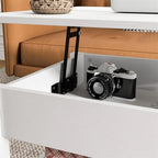 Table basse relevable avec rangement noire et blanche — 2 personnes