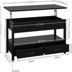 Table basse relevable avec rangement noire et blanche — 2 personnes
