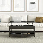 Table basse relevable avec rangement noire et blanche — 2 personnes
