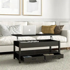 Table basse relevable avec rangement noire et blanche — 2 personnes